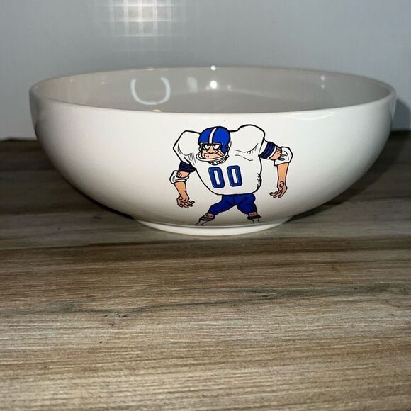 1990 Roman Souper Bowl, Bowl Touch Down Snacks Popcorn Noodles Salad White Green - Picture 7 of 10